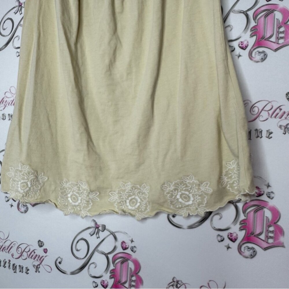 Rw&co tank top floral embroidered yellow white boho tropical flowers tan summer - Picture 9 of 10